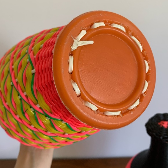 3 Vintage Viresa Plastic Woven Wicker Bottles 🌻 - Picture 8 of 10